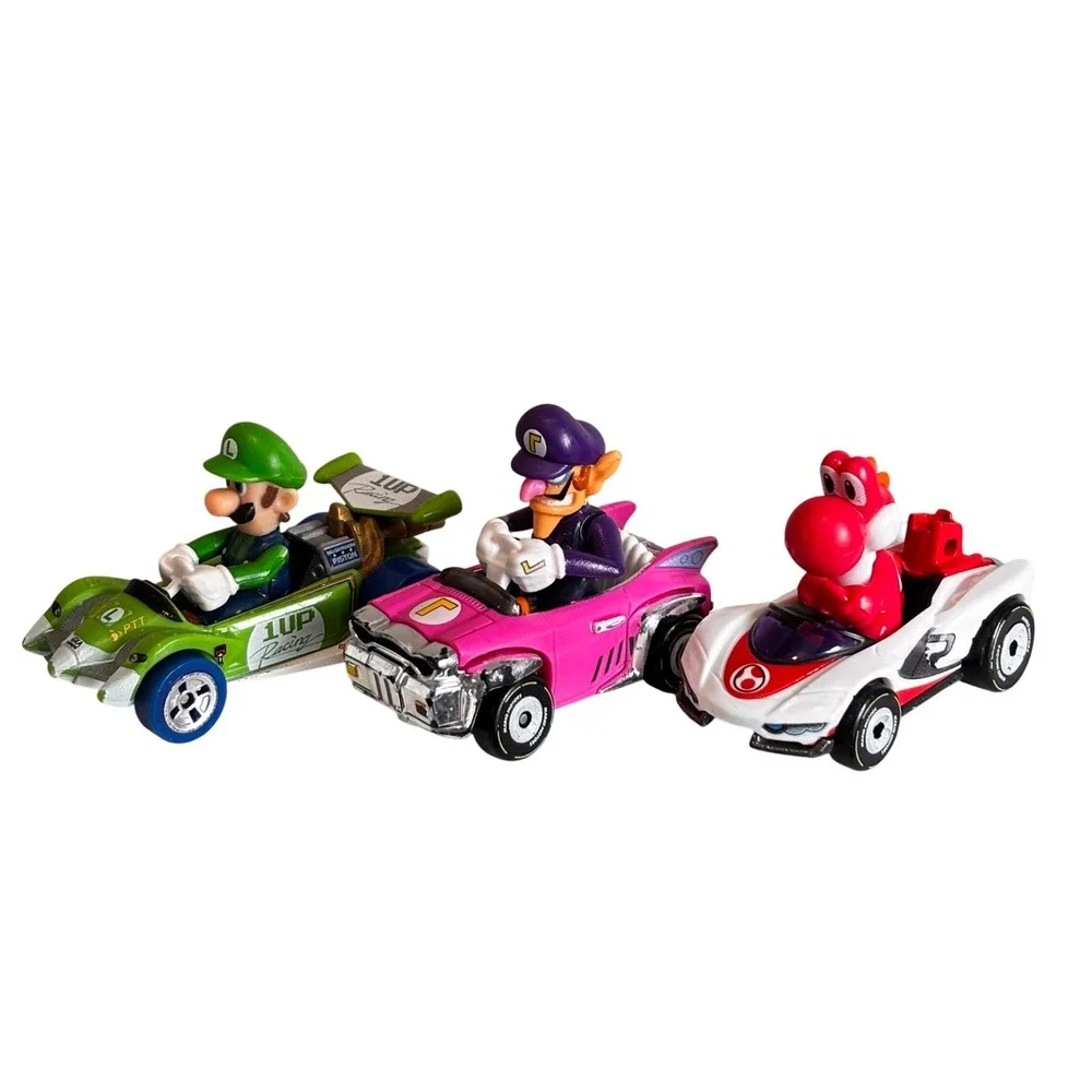 Hot Wheels‎ Mario Kart Diecast Car Lot Luigi Waluigi Yoshi 1/64 Scale Nintendo